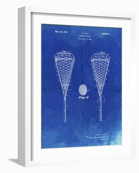 PP199- Faded Blueprint Lacrosse Stick 1948 Patent Poster-Cole Borders-Framed Giclee Print