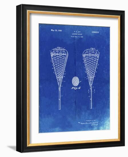 PP199- Faded Blueprint Lacrosse Stick 1948 Patent Poster-Cole Borders-Framed Giclee Print