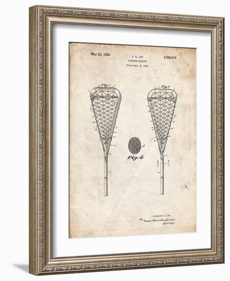 PP199- Vintage Parchment Lacrosse Stick 1948 Patent Poster-Cole Borders-Framed Giclee Print