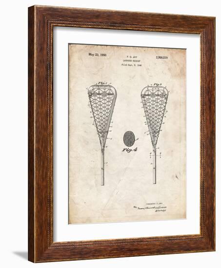 PP199- Vintage Parchment Lacrosse Stick 1948 Patent Poster-Cole Borders-Framed Giclee Print