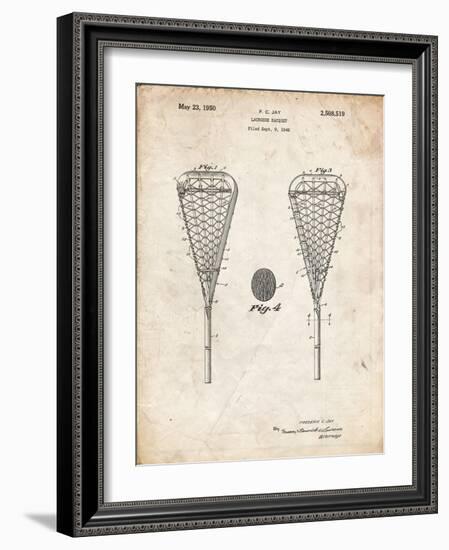 PP199- Vintage Parchment Lacrosse Stick 1948 Patent Poster-Cole Borders-Framed Giclee Print