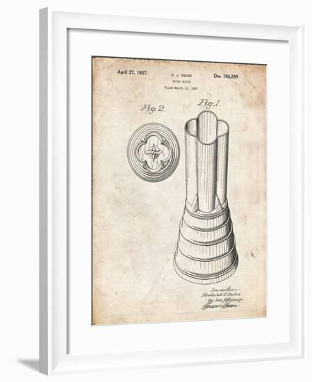 PP205- Vintage Parchment Waring Blender 1937 Patent Poster-Cole Borders-Framed Giclee Print