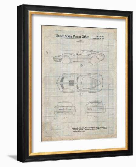 PP21 Antique Grid Parchment-Borders Cole-Framed Giclee Print