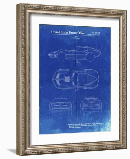 PP21 Faded Blueprint-Borders Cole-Framed Giclee Print