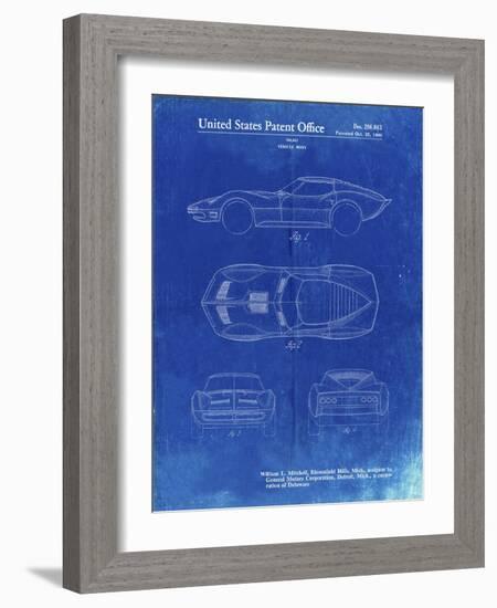 PP21 Faded Blueprint-Borders Cole-Framed Giclee Print