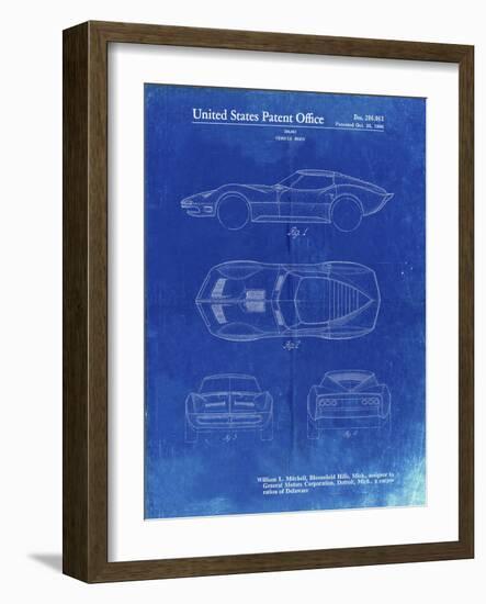 PP21 Faded Blueprint-Borders Cole-Framed Giclee Print