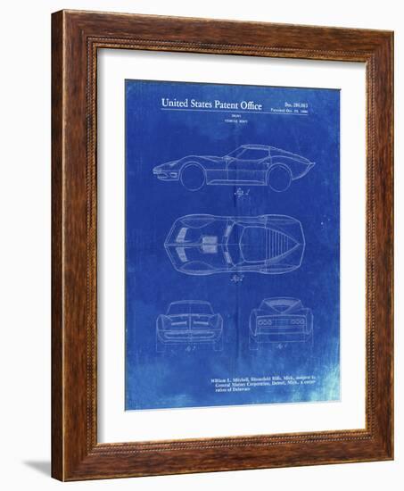 PP21 Faded Blueprint-Borders Cole-Framed Giclee Print