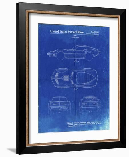 PP21 Faded Blueprint-Borders Cole-Framed Giclee Print