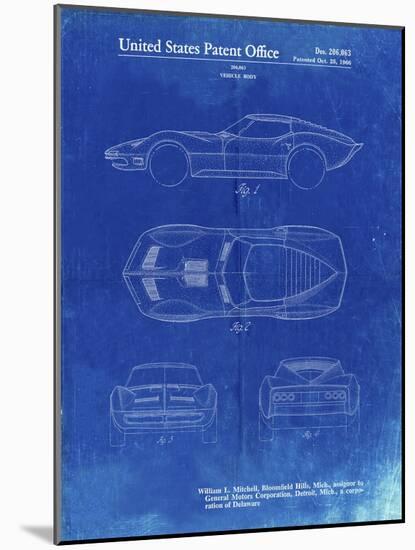 PP21 Faded Blueprint-Borders Cole-Mounted Giclee Print