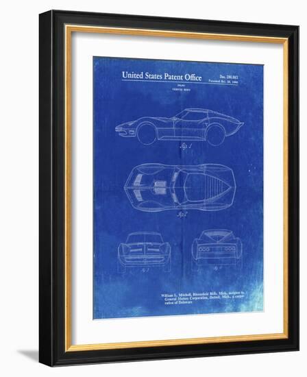 PP21 Faded Blueprint-Borders Cole-Framed Giclee Print
