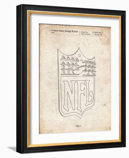 PP217-Vintage Parchment NFL Display Patent Poster-Cole Borders-Framed Giclee Print