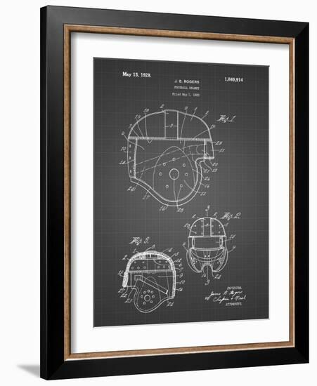 PP218-Black Grid Football Helmet 1925 Patent Poster-Cole Borders-Framed Giclee Print