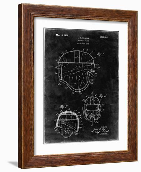 PP218-Black Grunge Football Helmet 1925 Patent Poster-Cole Borders-Framed Giclee Print