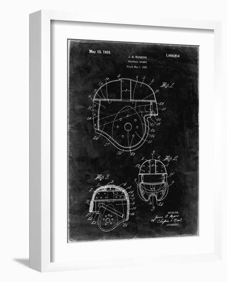 PP218-Black Grunge Football Helmet 1925 Patent Poster-Cole Borders-Framed Giclee Print