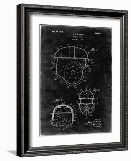 PP218-Black Grunge Football Helmet 1925 Patent Poster-Cole Borders-Framed Giclee Print