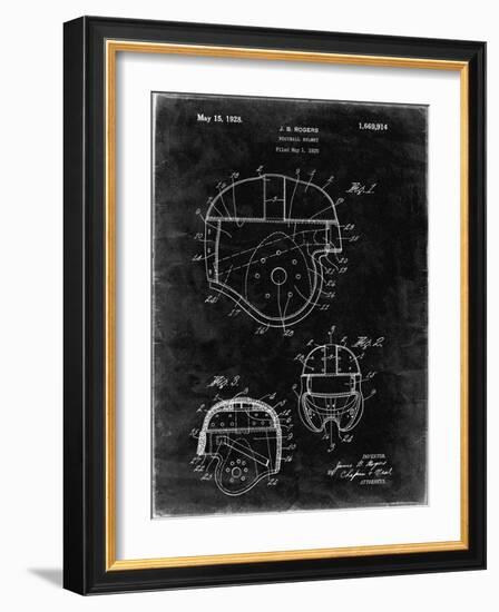 PP218-Black Grunge Football Helmet 1925 Patent Poster-Cole Borders-Framed Giclee Print