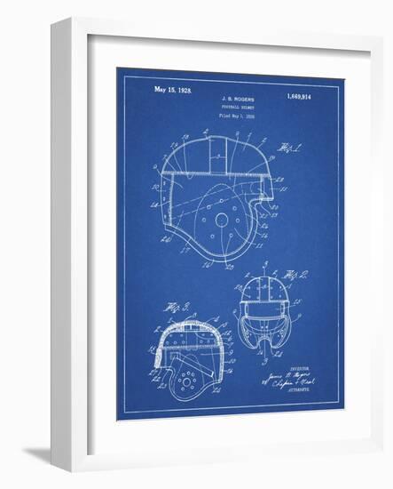 PP218-Blueprint Football Helmet 1925 Patent Poster-Cole Borders-Framed Giclee Print