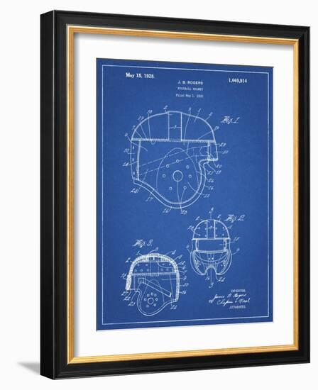 PP218-Blueprint Football Helmet 1925 Patent Poster-Cole Borders-Framed Giclee Print