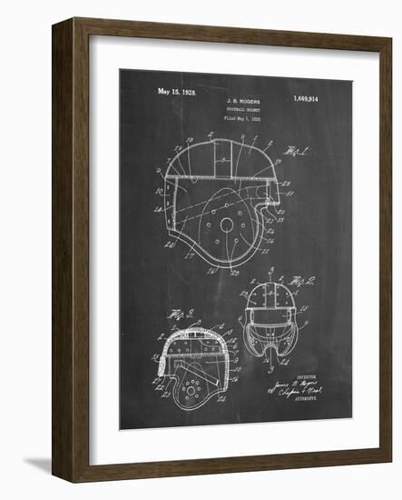 PP218-Chalkboard Football Helmet 1925 Patent Poster-Cole Borders-Framed Giclee Print