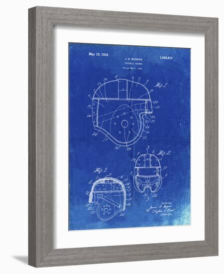 PP218-Faded Blueprint Football Helmet 1925 Patent Poster-Cole Borders-Framed Giclee Print