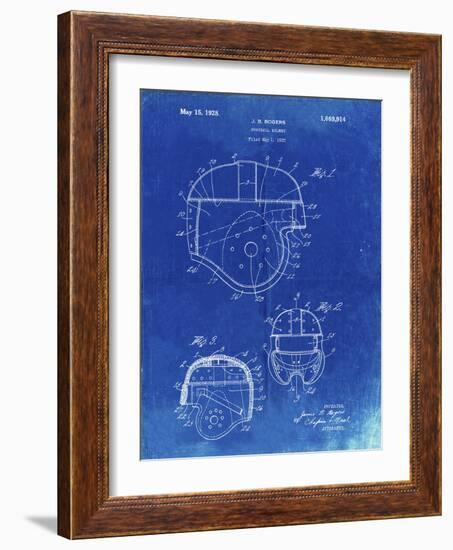 PP218-Faded Blueprint Football Helmet 1925 Patent Poster-Cole Borders-Framed Giclee Print