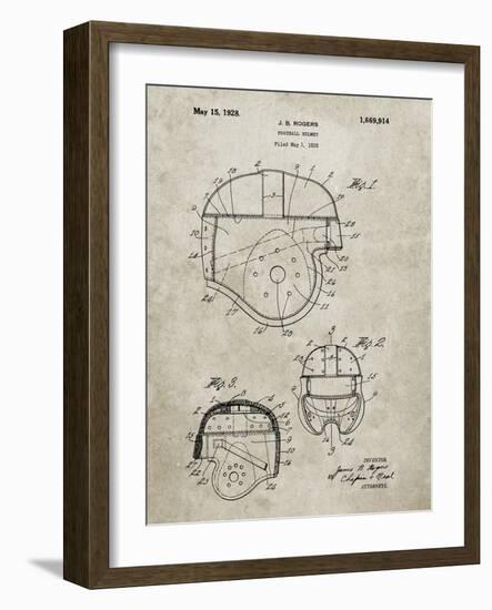 PP218-Sandstone Football Helmet 1925 Patent Poster-Cole Borders-Framed Giclee Print