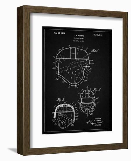 PP218-Vintage Black Football Helmet 1925 Patent Poster-Cole Borders-Framed Giclee Print