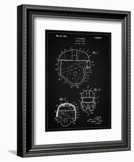 PP218-Vintage Black Football Helmet 1925 Patent Poster-Cole Borders-Framed Giclee Print