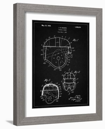 PP218-Vintage Black Football Helmet 1925 Patent Poster-Cole Borders-Framed Giclee Print