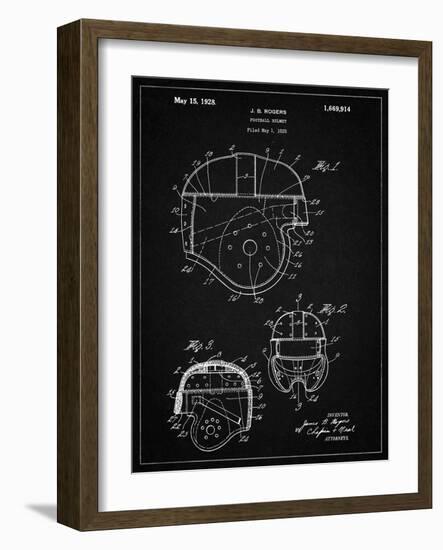 PP218-Vintage Black Football Helmet 1925 Patent Poster-Cole Borders-Framed Giclee Print