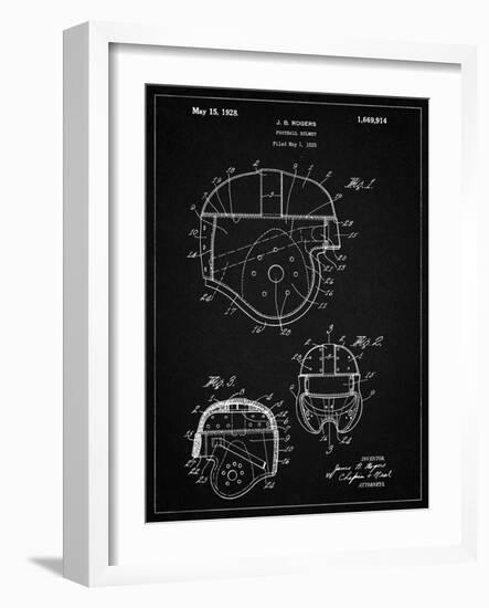 PP218-Vintage Black Football Helmet 1925 Patent Poster-Cole Borders-Framed Giclee Print