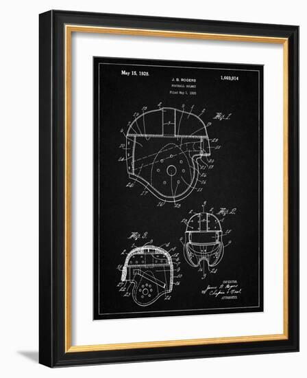 PP218-Vintage Black Football Helmet 1925 Patent Poster-Cole Borders-Framed Giclee Print