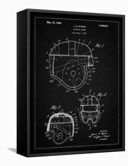 PP218-Vintage Black Football Helmet 1925 Patent Poster-Cole Borders-Framed Premier Image Canvas