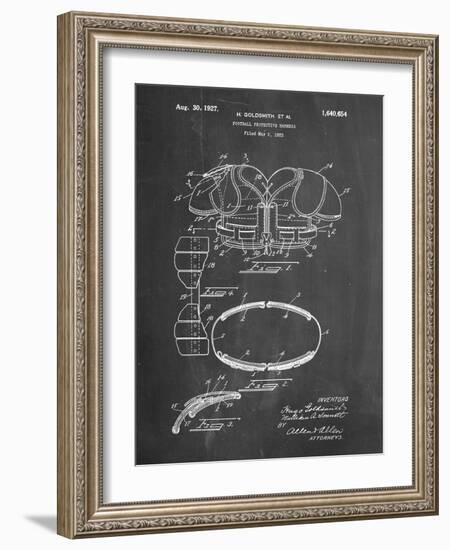 PP219-Chalkboard Football Shoulder Pads 1925 Patent Poster-Cole Borders-Framed Giclee Print