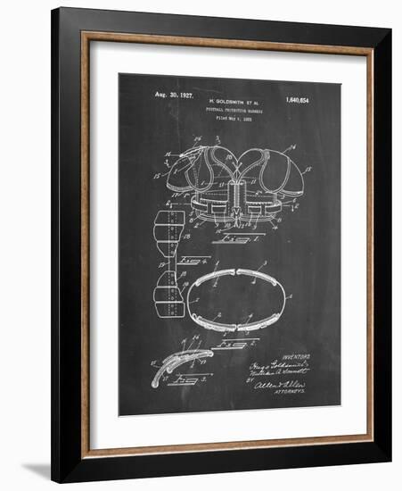 PP219-Chalkboard Football Shoulder Pads 1925 Patent Poster-Cole Borders-Framed Giclee Print