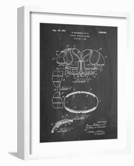 PP219-Chalkboard Football Shoulder Pads 1925 Patent Poster-Cole Borders-Framed Giclee Print