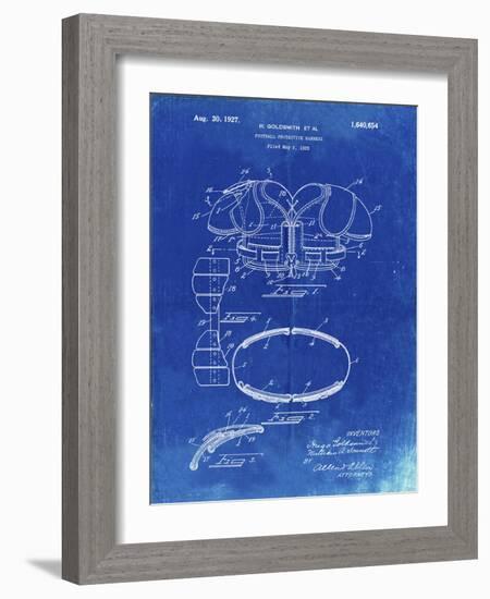 PP219-Faded Blueprint Football Shoulder Pads 1925 Patent Poster-Cole Borders-Framed Giclee Print