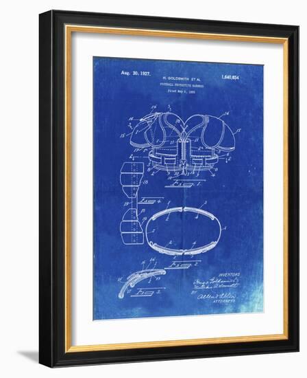 PP219-Faded Blueprint Football Shoulder Pads 1925 Patent Poster-Cole Borders-Framed Giclee Print