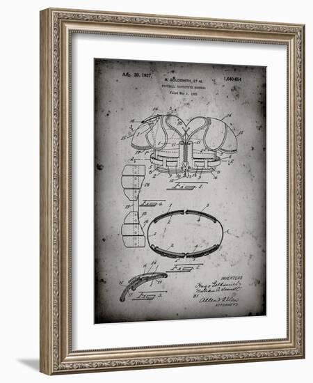 PP219-Faded Grey Football Shoulder Pads 1925 Patent Poster-Cole Borders-Framed Giclee Print