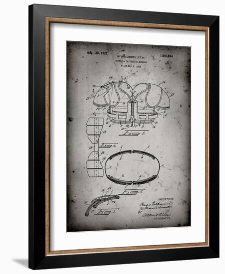 PP219-Faded Grey Football Shoulder Pads 1925 Patent Poster-Cole Borders-Framed Giclee Print