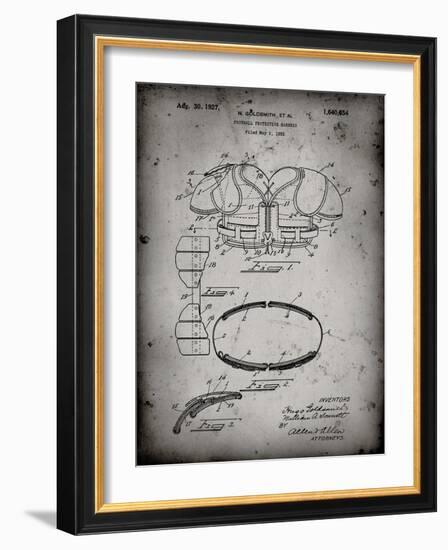 PP219-Faded Grey Football Shoulder Pads 1925 Patent Poster-Cole Borders-Framed Giclee Print