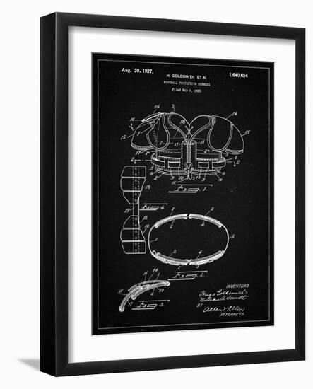 PP219-Vintage Black Football Shoulder Pads 1925 Patent Poster-Cole Borders-Framed Giclee Print