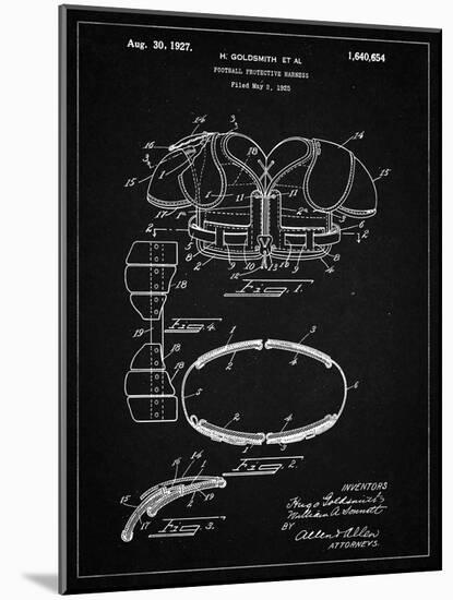 PP219-Vintage Black Football Shoulder Pads 1925 Patent Poster-Cole Borders-Mounted Giclee Print