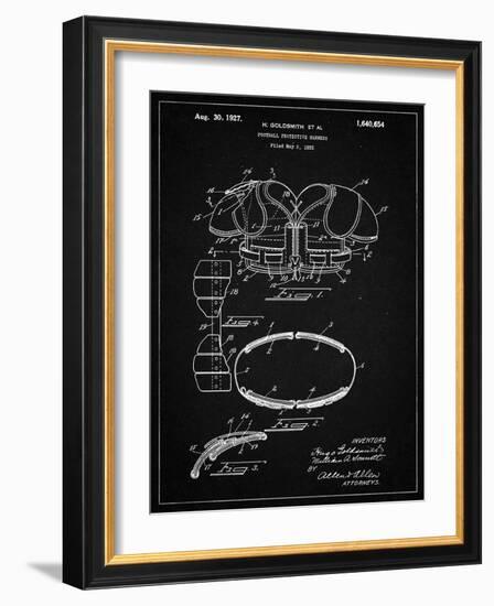 PP219-Vintage Black Football Shoulder Pads 1925 Patent Poster-Cole Borders-Framed Giclee Print