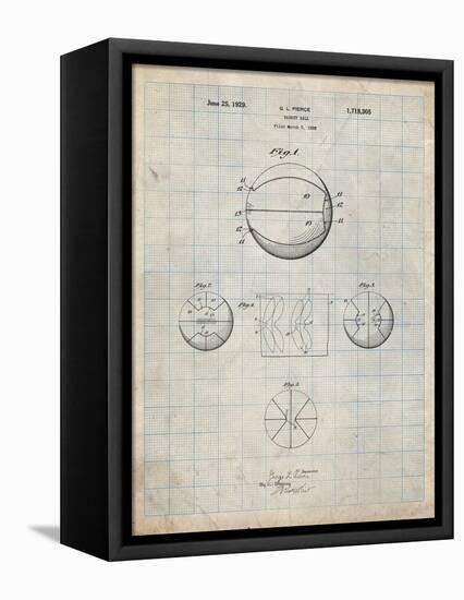 PP222-Antique Grid Parchment Basketball 1929 Game Ball Patent Poster-Cole Borders-Framed Premier Image Canvas