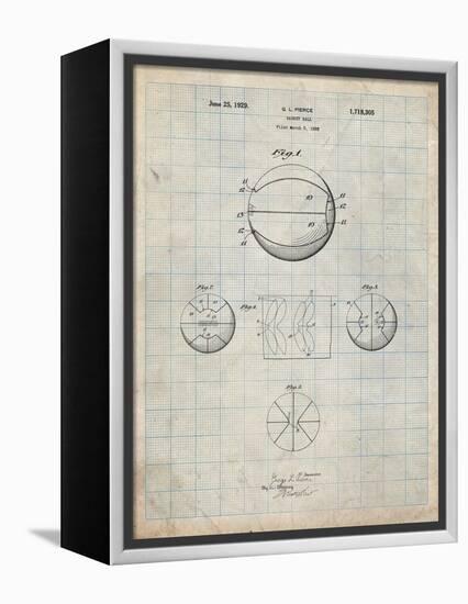 PP222-Antique Grid Parchment Basketball 1929 Game Ball Patent Poster-Cole Borders-Framed Premier Image Canvas