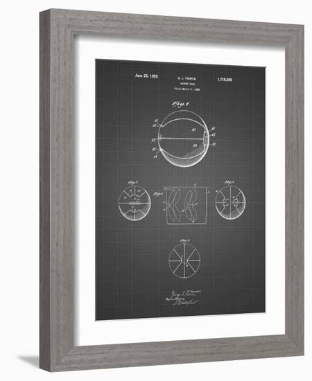 PP222-Black Grid Basketball 1929 Game Ball Patent Poster-Cole Borders-Framed Giclee Print