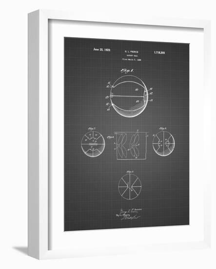 PP222-Black Grid Basketball 1929 Game Ball Patent Poster-Cole Borders-Framed Giclee Print