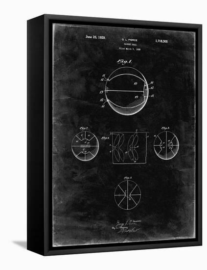 PP222-Black Grunge Basketball 1929 Game Ball Patent Poster-Cole Borders-Framed Premier Image Canvas