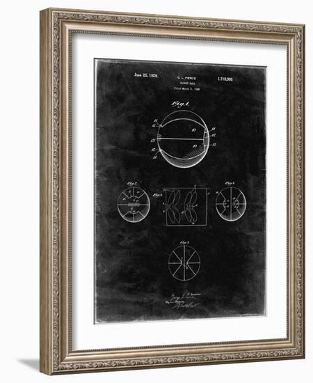 PP222-Black Grunge Basketball 1929 Game Ball Patent Poster-Cole Borders-Framed Giclee Print